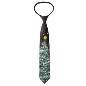 NEW Mens Deck the Tree 3D Satin Ugly Christmas Neck Tie Black Jingle Bells